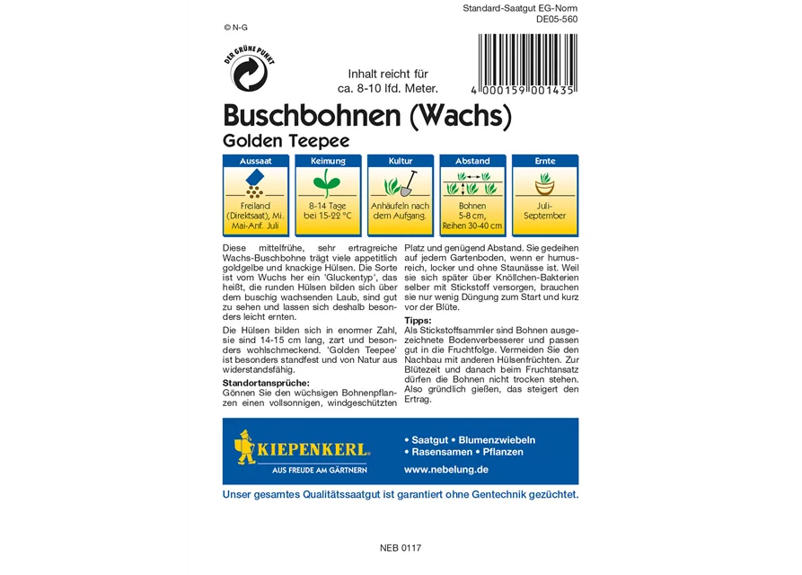 Buschbohne Golden Teepee (Wachs)